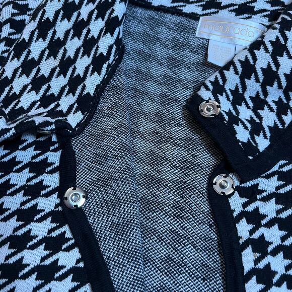 Maurada Houndstooth Knit Open Front Cardigan Size 1X Modest Career Professional - Picture 4 of 8
